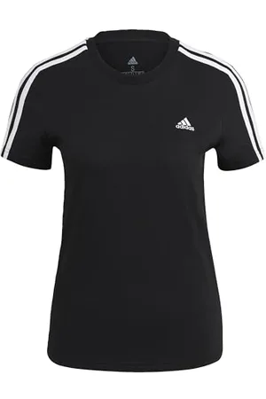 adidas Femme Essentials Slim 3-Stripes Tee T-Shirt,Black/White,XS