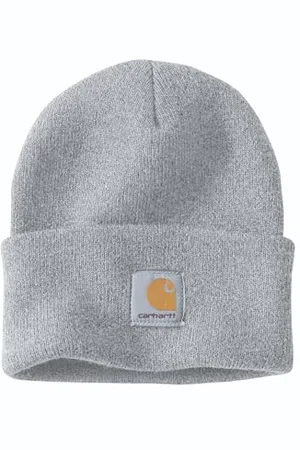 Carhartt Bonnet en Tricot avec Revers Homme, Gris chiné, Taille unique