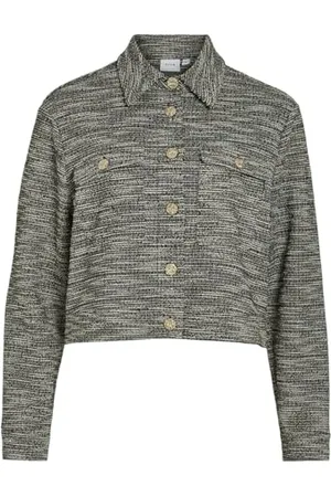 VILA Viamera L/S Cropped Shacket Cardigan, , S Femme