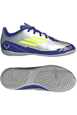 adidas F50 Club Football Boots Indoor Basket, Silver met./Solar Yellow/Lucid Blue, 22 EU
