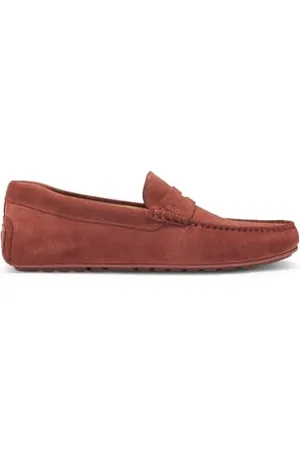 HUGO BOSS Hommes Noel Mocc Mocassins confectionnés au Portugal en Cuir suédé avec Finition Penny