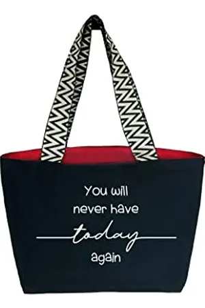 Hello-Bags . Sac en toile premium pour femme. Comprend une fermeture éclair extérieure, une poche intérieure zippée et une doublure en tissu rouge. Cadeau emballé. Couleur : Écru/Noir. 50x30 cm.