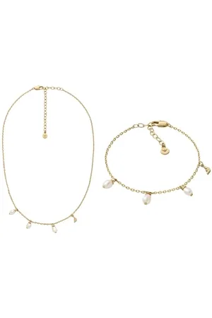 Emporio Armani Femme Collier et Bracelet en Laiton Doré, Ensemble