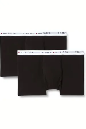 Tommy Hilfiger Boxers Lot de 2 Garçon avec Ceinture à Motif Logo, Noir (Black/Black), 6-7 Ans