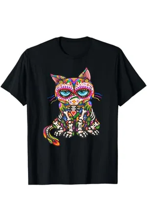 Grumpy Cat Chat grincheux - Jour des morts - Día de Los Muertos T-Shirt