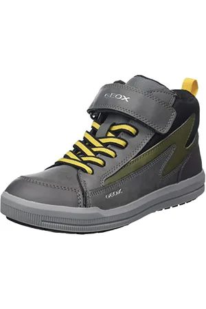 Geox Garçon J Arzach Boy A Sneakers, Dk Grey/Green, 24 EU
