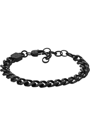 Fossil Bracelet chaîne Bold Chains en acier inoxydable, noir, pour homme, JF04634001