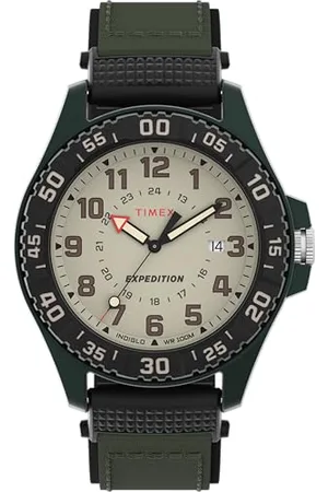 Timex Expedition Montre pour Homme 42 mm - Bracelet en Tissu Vert, Cadran Naturel, boîtier Vert, TW4B34100