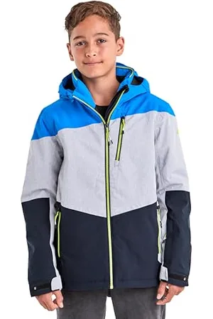Killtec Garçon Veste de ski/veste fonctionnelle avec capuche et pare-neige KSW 161 BYS SKI JCKT KSW 161 BYS SKI JCKT, neon blue/dunkelnavy (weiß mel.), 140, 38494-000