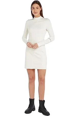 Calvin Klein Jeans Femme Robe Coated Milano A-Line Manches Longues, , M