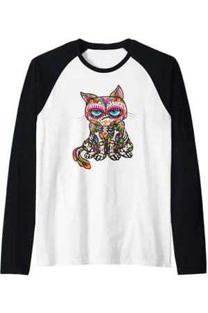 Grumpy Cat Chat grincheux - Jour des morts - Día de Los Muertos Manche Raglan