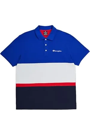Champion Legacy Retro Sport Polo – Color Block S/S, Bleu électrique/Blanc/Bleu Marine, Large Hommes