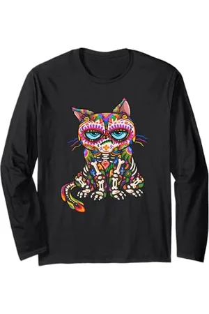 Grumpy Cat Chat grincheux - Jour des morts - Día de Los Muertos Manche Longue