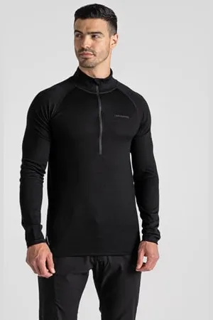 Craghoppers Baselayer II à Manches Longues et Demi-Zip Expert en Laine Mérinos pour Hommes, Matériaux Recyclés Isolants