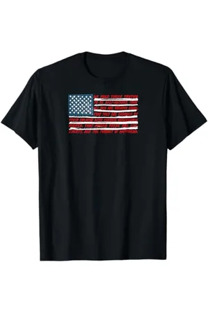 Irreverent Tees Drapeau américain, T-Shirt Classic American Flag - Déclaration de liberté indépendante - Bleu, Rouge, Blanc - Taille S - Manche mi-longue - Unisex-Adulte