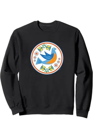 Hip Blue Bird Pennsylvania Dutch Distelfink Fraktur Folk Art Sweatshirt