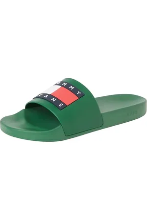 Tommy Hilfiger Claquettes Homme avec Logo, Vert (Terrain), 44