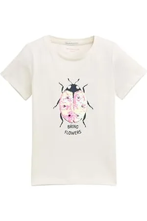TOM TAILOR 1045149 T-Shirt, 12906 – Wool White, 128-134 Fille