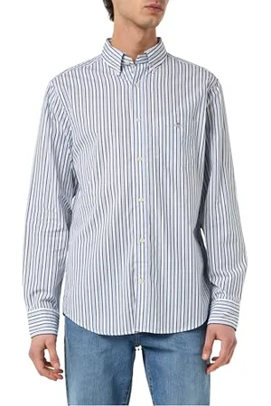 GANT Reg Poplin T-Shirt à Rayures Chemise, Clear Sky, XXL Hommes