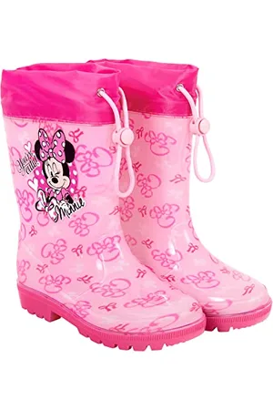 PERLETTI Bottes de Pluie Enfant avec Minnie Mouse Disney - Chaussure Bébé Impérmeables Rose Fuchsia en PVC - Boots Fille avec Cordon de Serrage et Semelle Antidérapante Neige Boue ( , 22/23 EU)