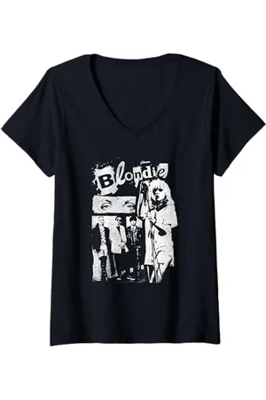 Blond Amsterdam Femme Punk Zine Collage Vintage Band T-Shirt avec Col en V