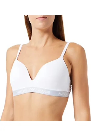Emporio Armani Padded Triangle Bra Iconic Cotton Soutien-Gorge rembourré, White, XL Femme