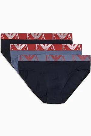 Emporio Armani 3-Pack Brief Bikini, Armani BLU/VIN INDI, M Homme
