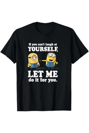 Minions T-Shirt Despicable Me Stuart & Dave Let Me Laugh For You Unisex Adulte Coupe Classique Manche Courte Col Plat Caricature T-Shirt S EU Small