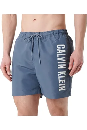 Calvin Klein Slip de Bain Homme Medium Drawstring avec Cordon de Serrage, Bleu (Grisaille), 3XL