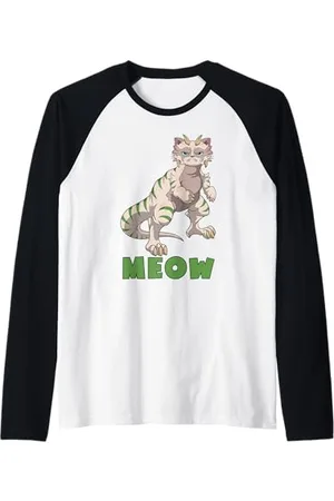 Grumpy Cat Chat grincheux dinosaure - MEOW Manche Raglan