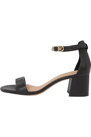 Tommy Hilfiger Sandales Femme Leather Ankle Strap Heel à Talon, (Black), 39