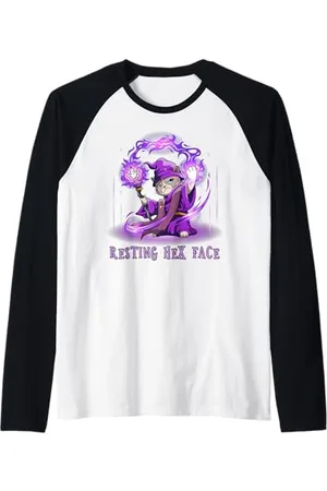 Grumpy Cat Wizard – Visage hexagonal au repos Manche Raglan