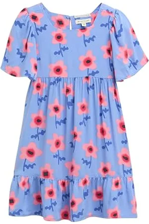 TOM TAILOR 1045159, 37158-Grande Robe avec imprimé Floral Bleu, 116-122 Fille