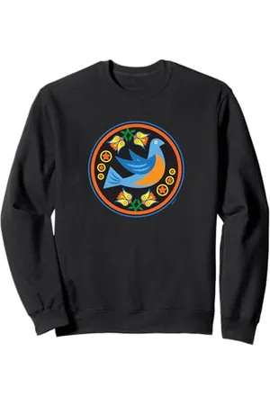 Hip Blue Bird Pennsylvania Dutch Distelfink Fraktur Folk Art Sweatshirt