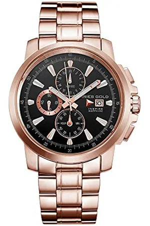 AriesGold Homme Analogique Quartz Montre avec Bracelet en Acier Inoxydable G 7301 RG-BKRG