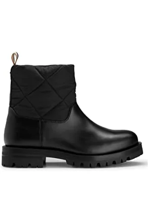 HUGO BOSS Femmes Helen Biker-Q Bottines en cuir à empiècement matelassé