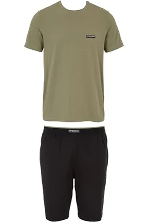 Emporio Armani Short Pajamas, Ensemble de Pijama Homme, Black/Vetiver