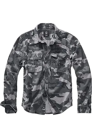 Brandit Vintage Shirt Long Sleeve, color: grey camo, size: M