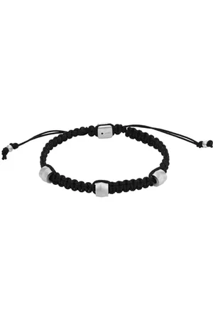 Fossil Bracelet pour homme, bracelet en acier inoxydable et cuir avec fermeture coulissante