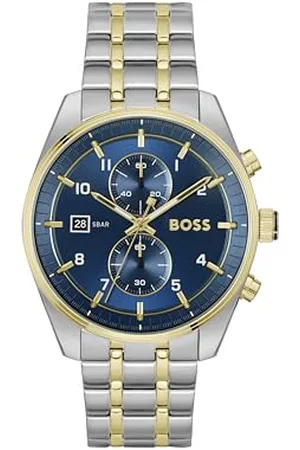 HUGO BOSS Montre Chronographe à Quartz pour Homme Collection SKYTRAVELLER avec Bracelet en Acier Inoxydable à Deux Coloris - 1514247