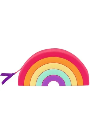 Rebecca Moses . Trousse Arc-en-Ciel en Silicone avec Fermeture éclair et Ruban de Satin pour stylos, cosmétiques et bibelots, Petite Trousse à Crayons aux