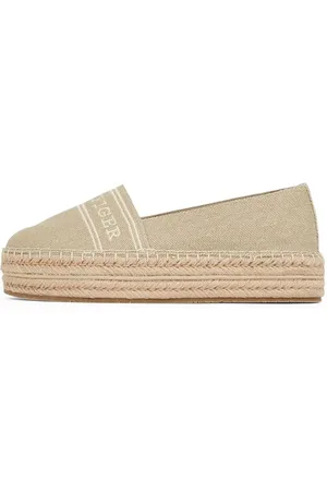 Tommy Hilfiger Espadrilles Femme Denim Platform Compensées, Beige (Horseradish), 41