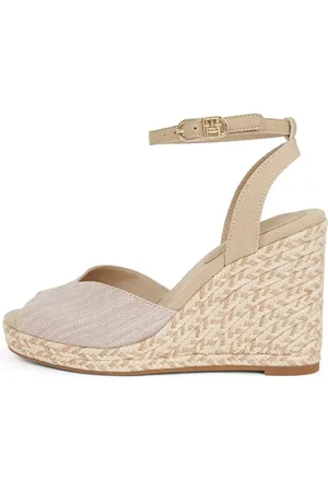 Tommy Hilfiger Espadrilles Compensées Femme Chambray High à Bride Cheville, Beige (Horseradish), 41