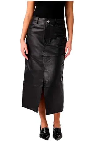 Y.A.S Y.A.S mina Hmw Leather Long Skirt Noos Jupe en Cuir, , L Femmes