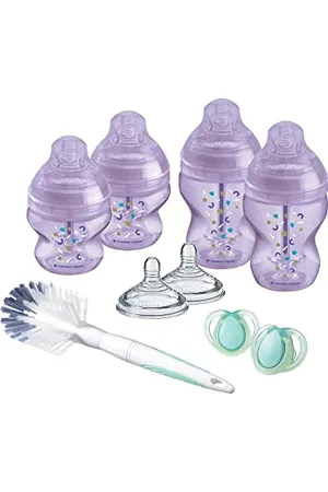 tommee tippee Biberon Kit Naissance pour Nouveau-Né Anti-Colique Avancé, 2 Tétines Imitant le Sein Maternel avec Valve Anti-Colique, Biberons 2 x 260ml – 2 x 150ml, 2 Sucettes 0-6m,1 Goupillon