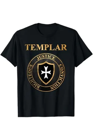 Vêtements Agema Agema T-Shirt Chevalier Templier Vertus des Templiers Bouclier Médiéval Unisex Adulte Longue Manche Classique S