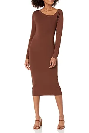 THE DROP Giselle Robe pull longueur midi avec encolure asymétrique pour Femme, , M