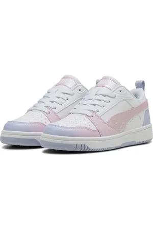 PUMA Rebound V6 LO Blurry Dreams JR Basket, White-Rose Mauve-Cool Weather, 37.5 EU