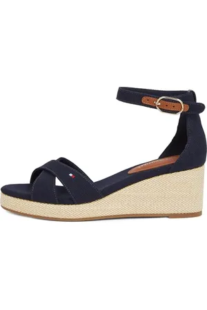 Tommy Hilfiger Espadrilles Compensées Femme Flag Criss-Cros Mid à Bride Cheville, Bleu (Space Blue), 37