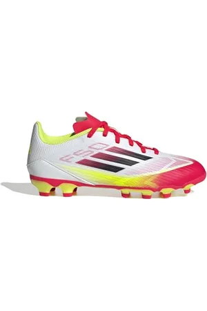 adidas Mixte F50 League Football Boots Multi Ground Kids Basket, FTWR White/Core Black/Solar Yellow, 38 EU
